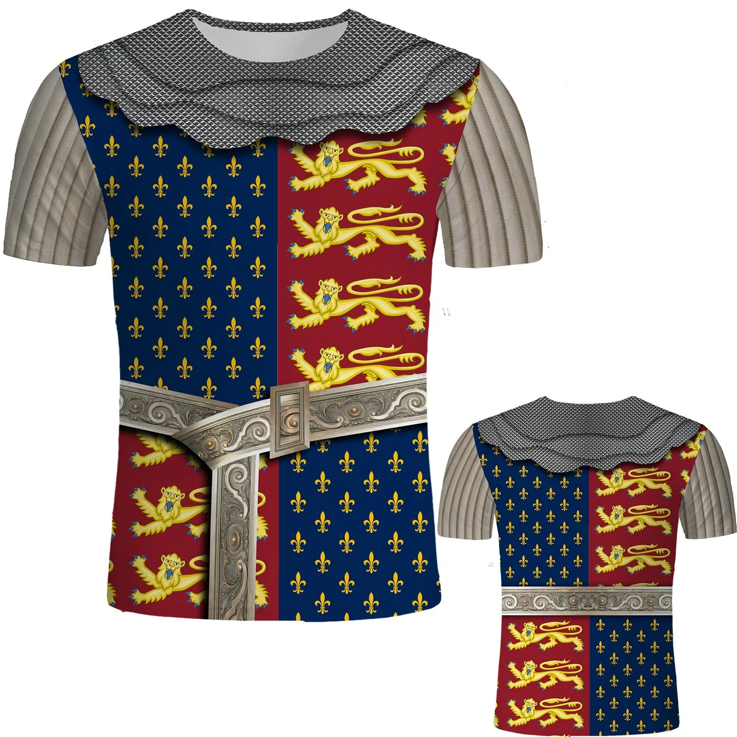 

Vintage England Knight's Day Party Costume Medieval European Paladin Fashion Casual Round Neck Men's Oversized T-Shirts Tops