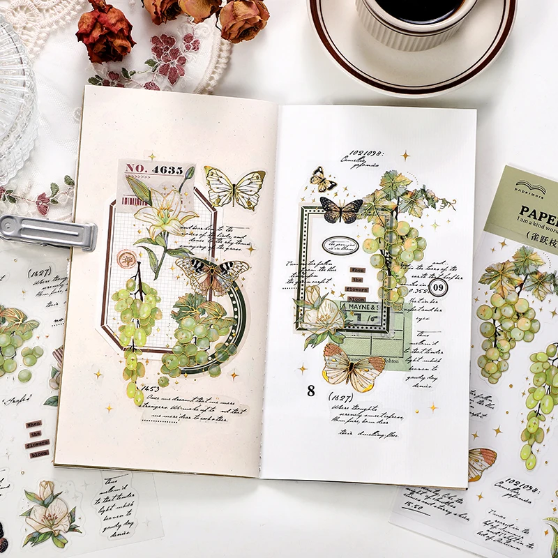 Водонепроницаемые наклейки с изображением растений и бабочек 2 шт. |