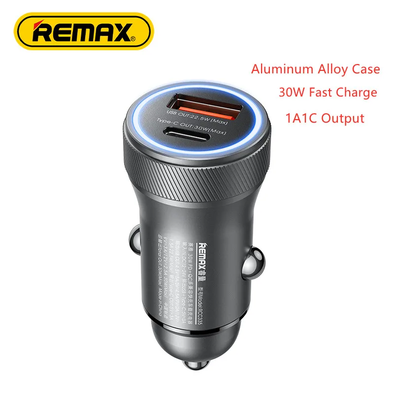 Автомобильное зарядное устройство Remax, Многопротокольная зарядка 30 Вт, выход 1 А, 1C, PD3.0, QC3.0, AFC/FCP/SCP, совместима с мобильными телефонами и планшетами
