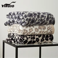 yiruio hairy three color leopard plaid blanket fuzzy soft cozy choiceness microfiber beige gray bed sofa knitted throw blanket