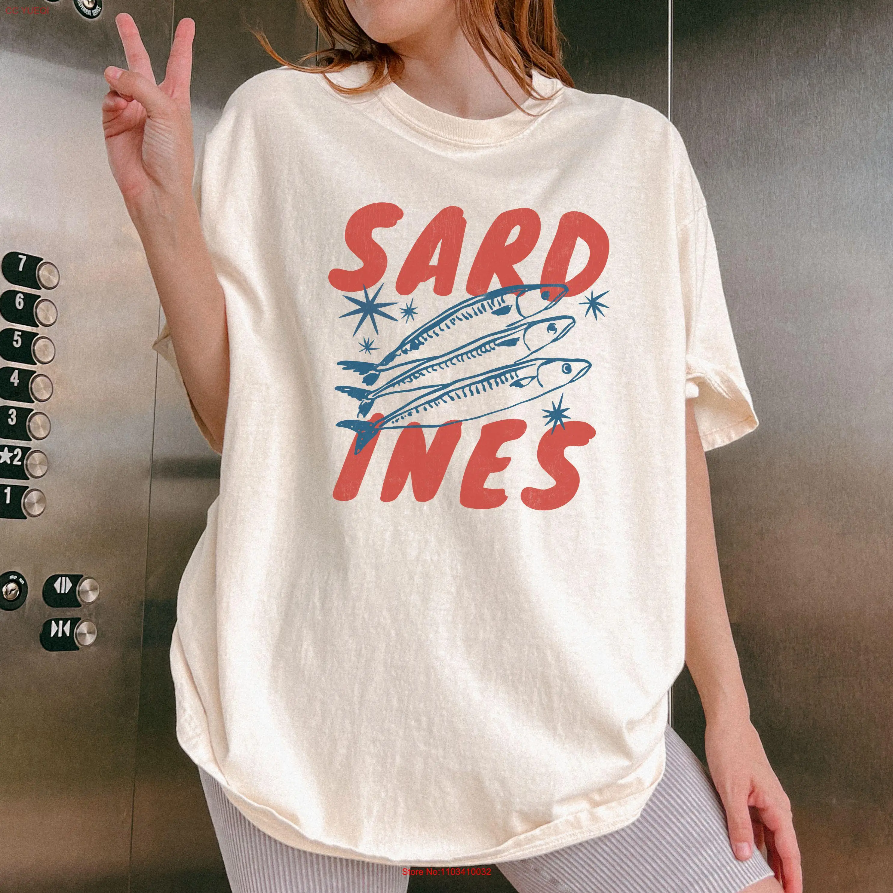 Футболка с сардинами луженая рыба французский помидор летняя прибрежная внучка