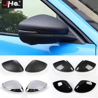 jho black car side door rear view mirror cover case shell for ford mustang mach e 2021 2022 carbon grain chrome accessories
