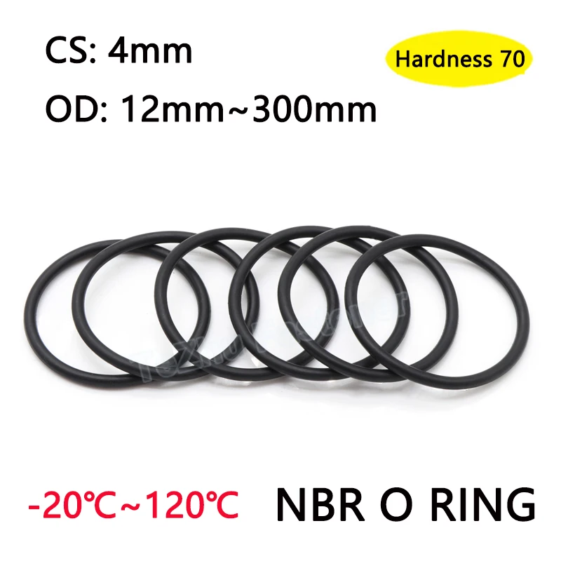 

2/10pcs Black O Ring Gasket CS 4mm OD 12mm-300mm NBR Automobile Nitrile Rubber Round O Type Corrosion Oil Resistant Seal Washer