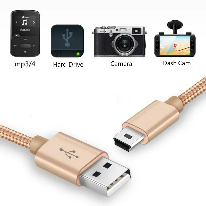 Кабель Mini USB 2.0/USB-A кабель в оплетке для зарядки джойстика PS3 цифровой камеры