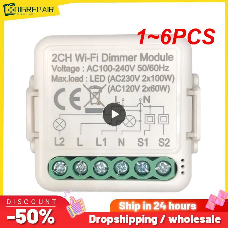 

1~6PCS Tuya ZigBee 3.0 Smart Dimmer Switch Module 10A, Supports 2 Way Control Dimmable Switch, Work with Alexa Alice Google Home