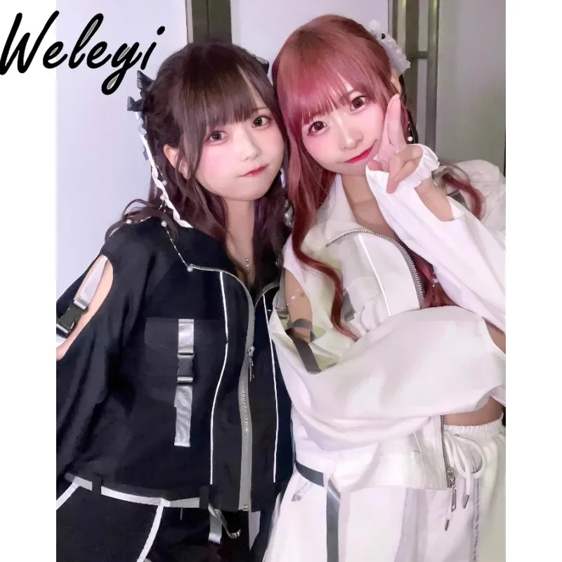 Японская спортивная Светоотражающая куртка в стиле Харадзюку Y2k пальто новая