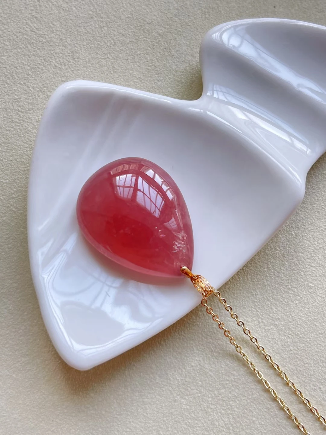 Ожерелье с подвеской в виде капли воды из Натурального Розового Кварца 30 6*21 мм