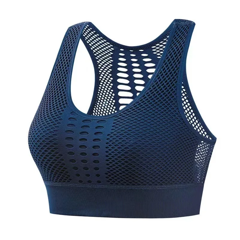 2022 Women Yoga Sport Bra Mesh Backless Sexy Gym Fitness Underwear Female Running Yoga Bra High Stretch Wire free