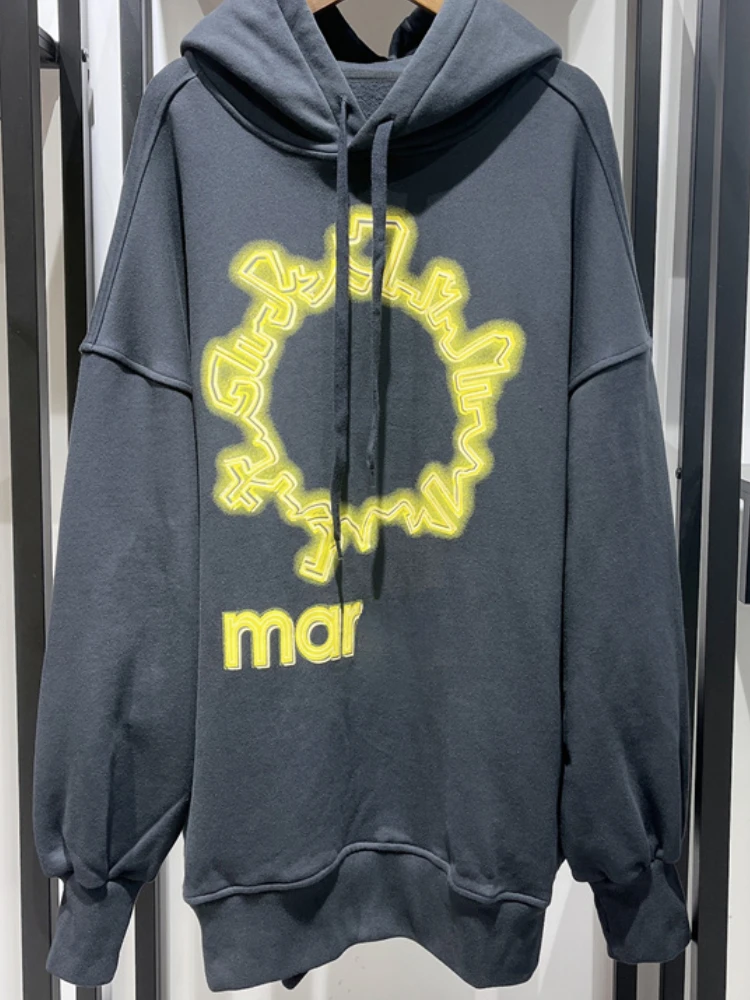 

2022 Autumn and Winter New Drop Shoulder Letter Print Casual Long-sleeved Fleece Hooded Sweater Women