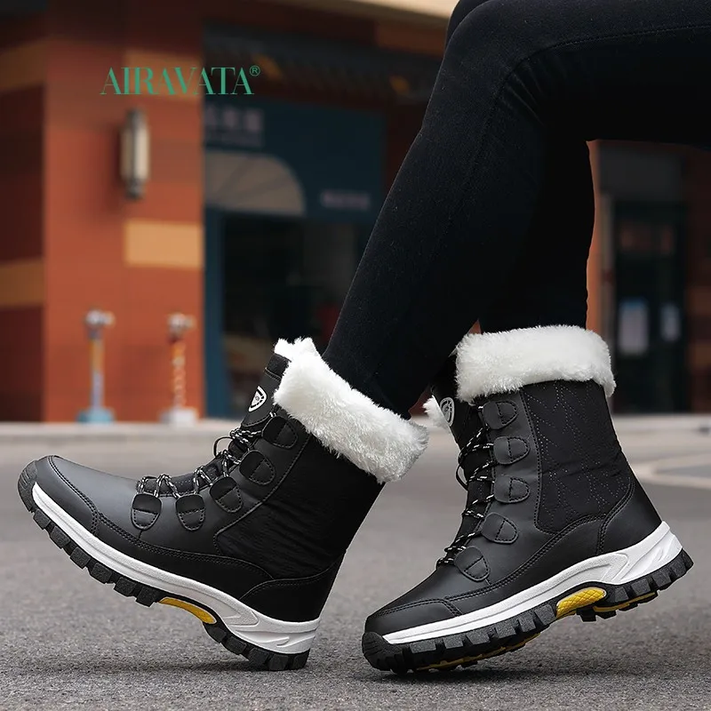 Sneaker Women Winter Boots Keep Warm Mid-Calf Snow Shoes Women Lace-up Comfortable Ladies Sneakers Zapatos Deportivos