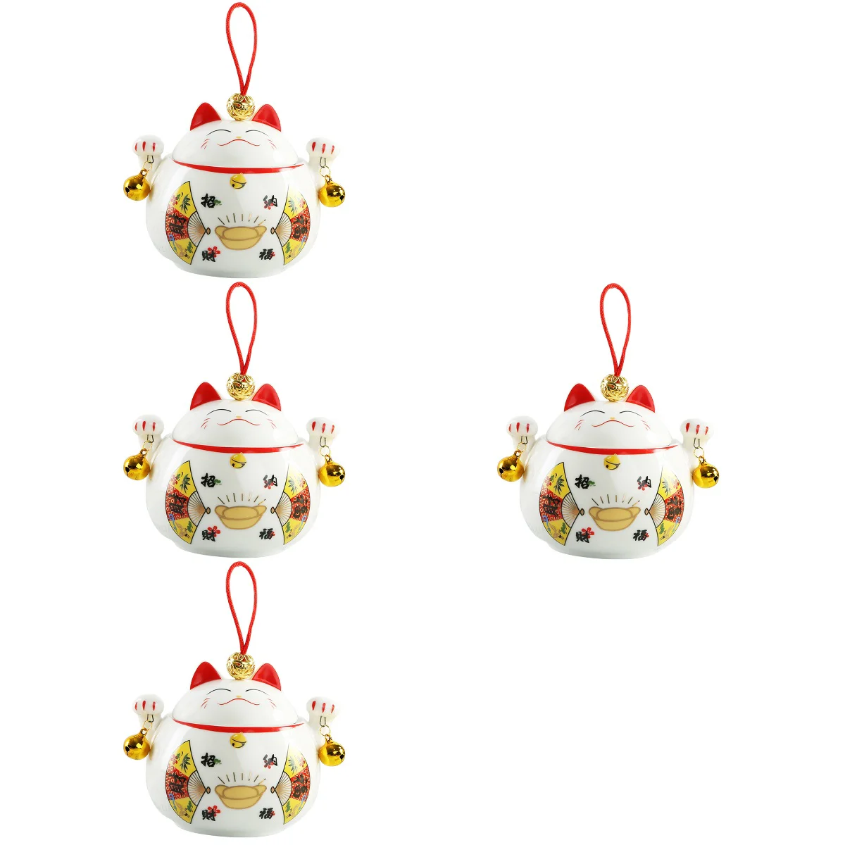 

4pcs Fortune Cat Tea Jar Ceramic Candy Storage Jar Tea Storage Pot Kitchen Tea Canister