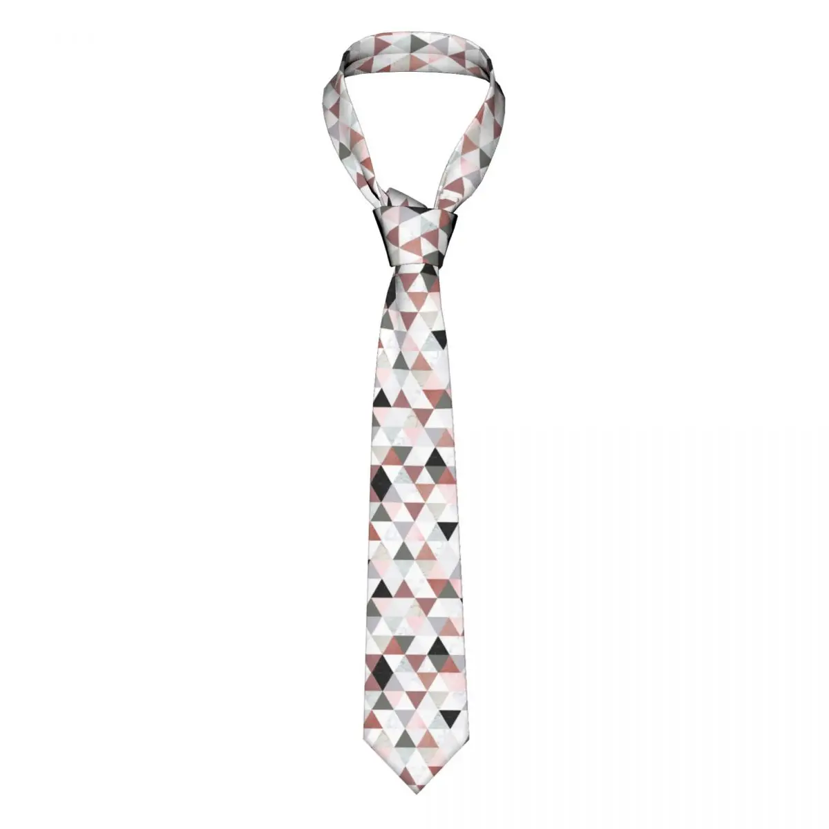 

Minimalist Rose Marble Grey Triangles Neckties Unisex Silk Polyester 8 cm Narrow Nodic Fashion Neck Tie for Men Daily Wear