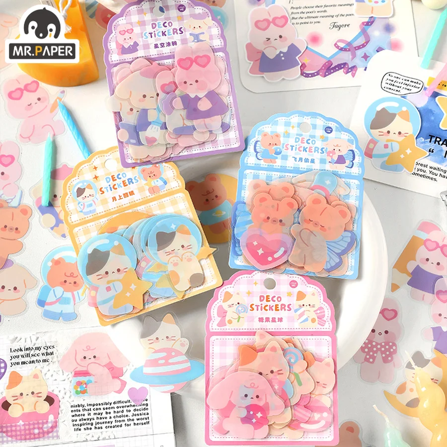 

Mr.Paper 4 стиля, 15 шт./упаковка, милые маленькие животные, наклейки для домашних животных, ручная роспись, материал для мультяшного руководства, DIY декоративные наклейки
