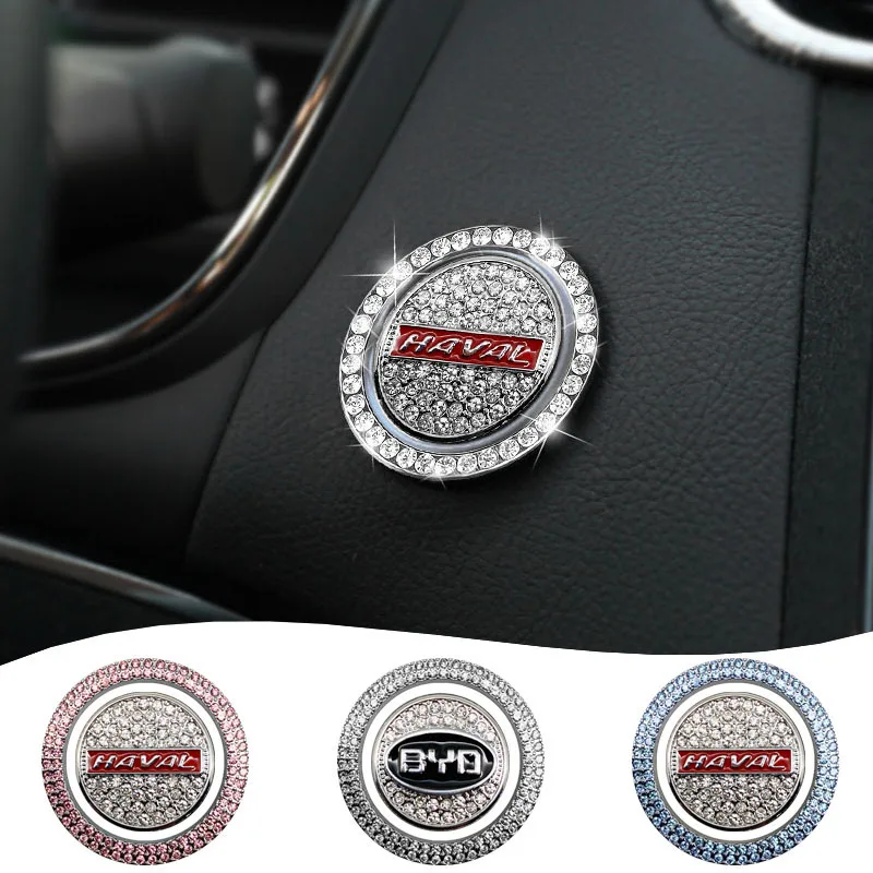 

1Pc Car Logo Interior Crystal Engine Ignition Start Stickers For Hyundai IONIQ Tucson i30 i40 Fe CM DM Elantra Sonata RB LC Kona