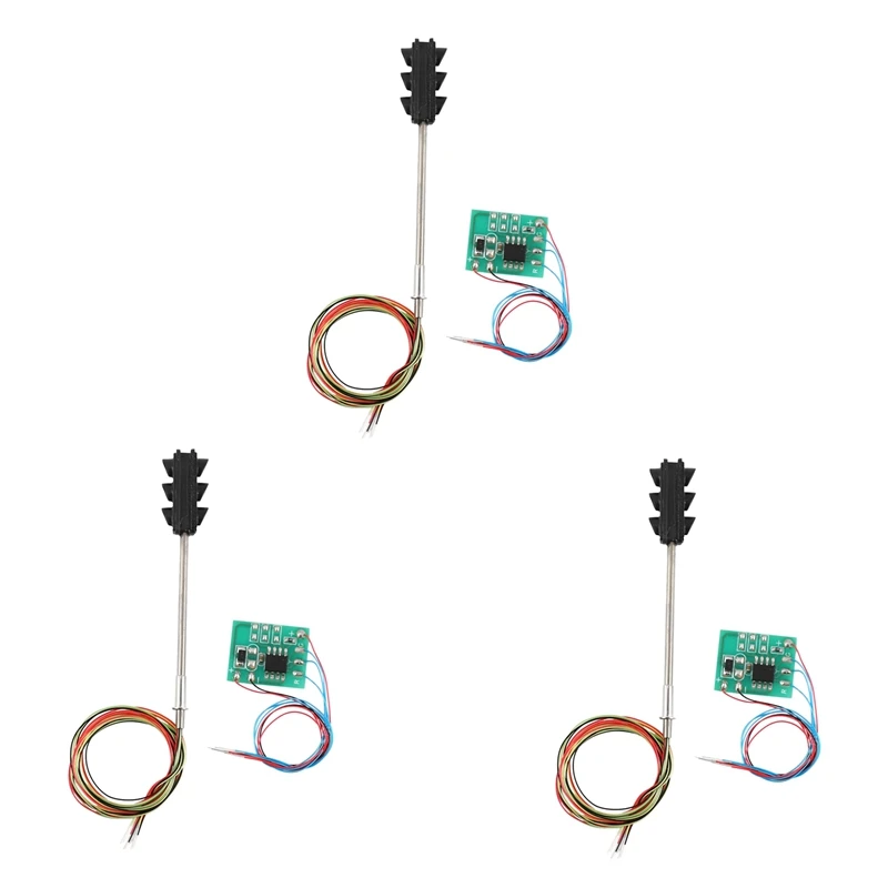 

HFES 3X 3 Color Traffic Light Signals Ho Oo Scale Model 6LED For Diy Sand Table Crossing Street Construction Railway Two Side