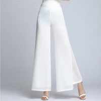 white suits pants for women elegant office ladies trousers wide leg straight loose chiffon black work korean style pants