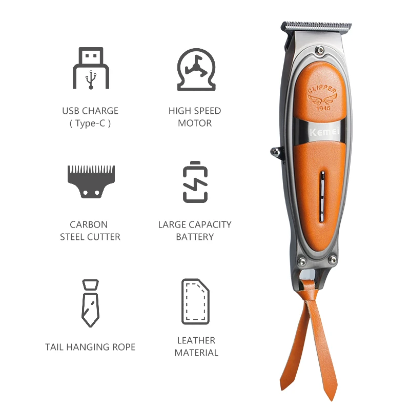 

Kemei Usb Fast Charging Wireless Electric Hair Clipper Professional Hair Trimmer For Barbershop Vintage Oil Head Engraving 38D