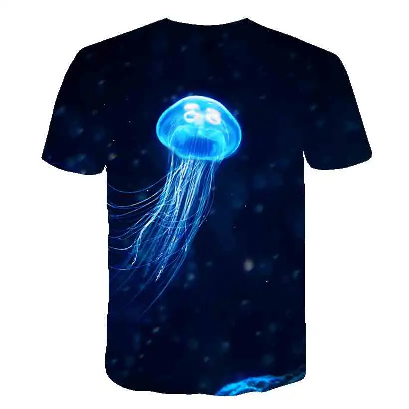 

Новинка лета 2023, детская одежда для 4-14 лет, футболка с мультяшной Медузой, футболка с коротким рукавом для мальчиков и девочек