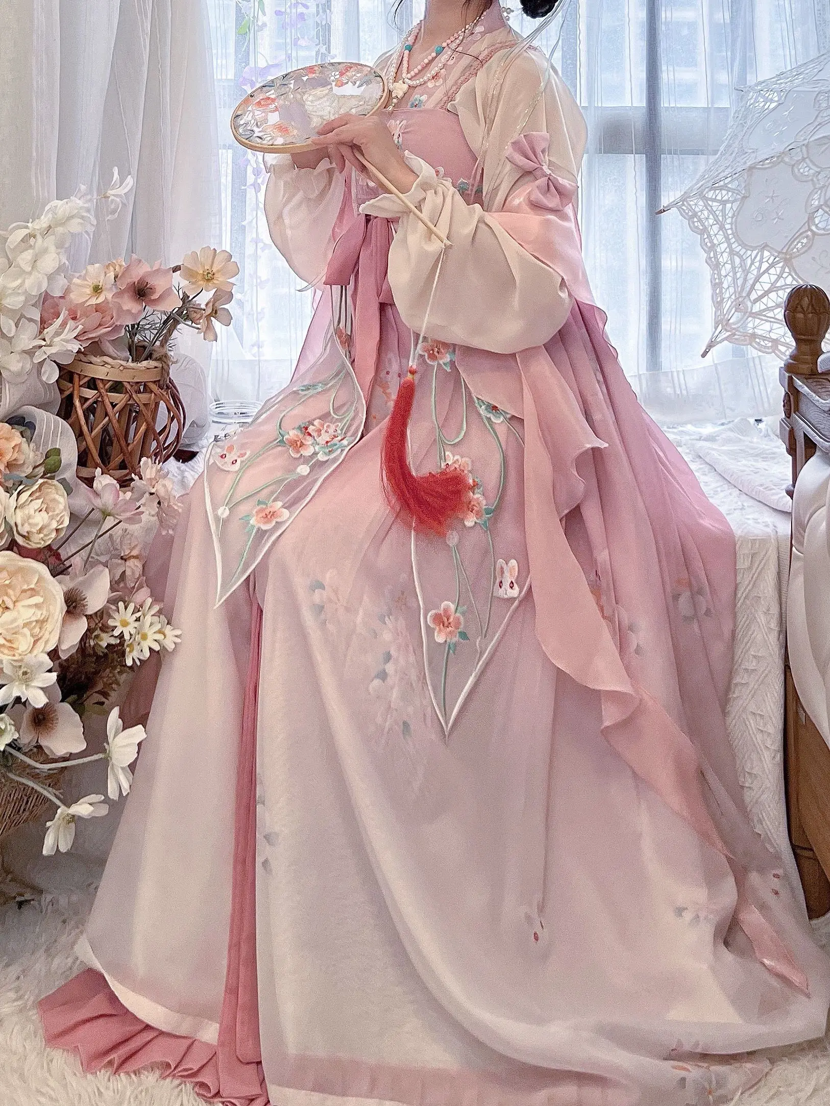 Lolita Dress Kawaii Pink Rabbit Bow Japanese Sweet Girly Lolita Dress Soft Girl Kawaii Ruffles Party Dress Princess