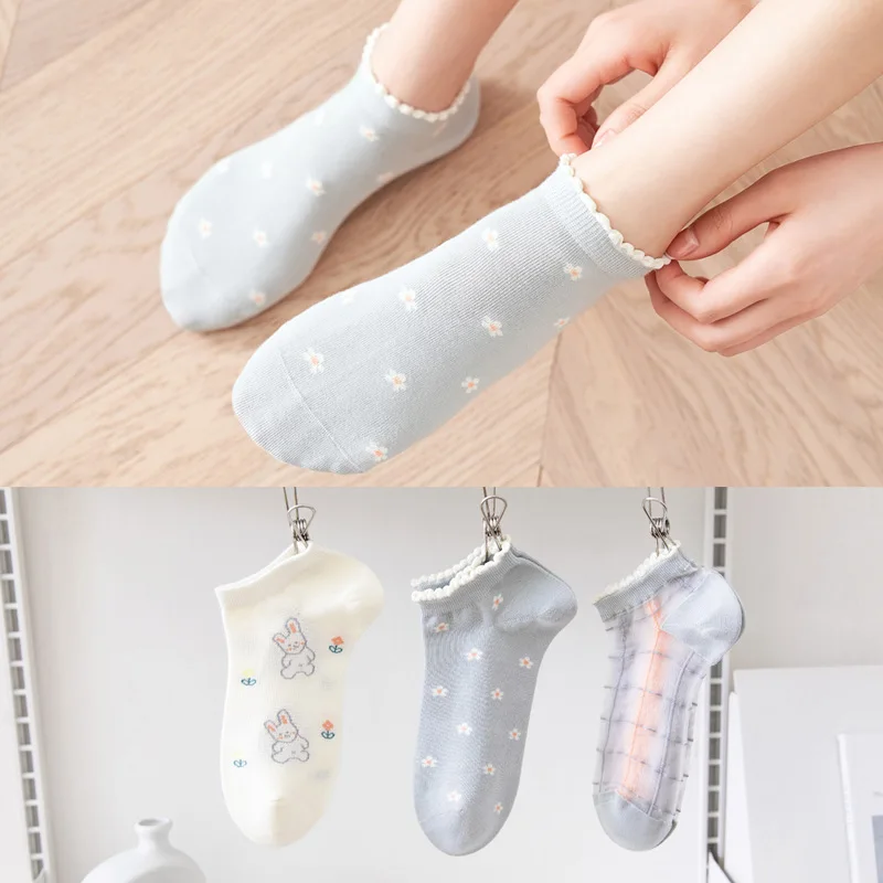 10 pieces = 5 pairs New Spring And Summer Women slipper Socks Cute Small Rabbit  Leisure Women Socks women