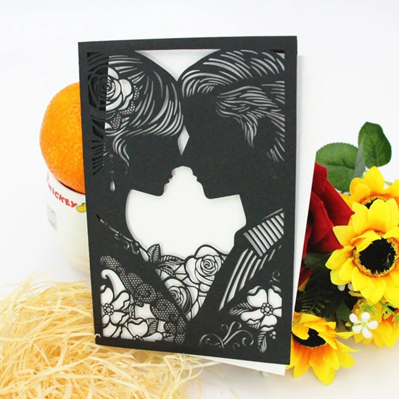 

10Pcs Bride and Groom Wedding Invitations Card With Envelopes For Marriage Anniversary Gift Card Favor Party Decoration Supplies
