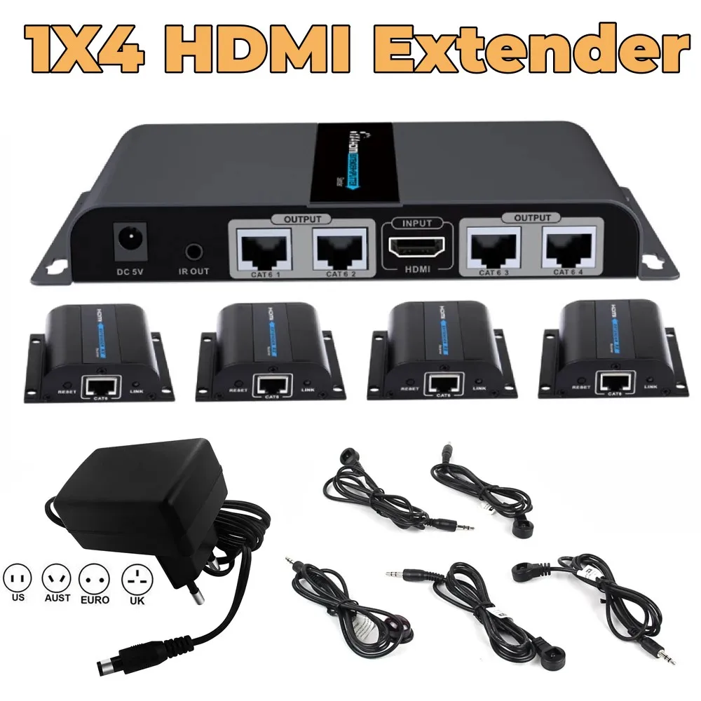 1080P 4K HDMI POE Extender Splitter 1 передатчик 4 приемника LKV714Pro-V2.0 до 40 м через RJ45 CAT6A/7 Поддержка