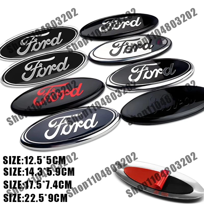 12.5cm 14.3cm 17.5cm 22.5cm Car Logo Hood Rear Trunk Badge Emblem For Ford Focus mk2 mk3 Fiesta mk7 Ranger Mondeo mk4 S-MAX Kuga