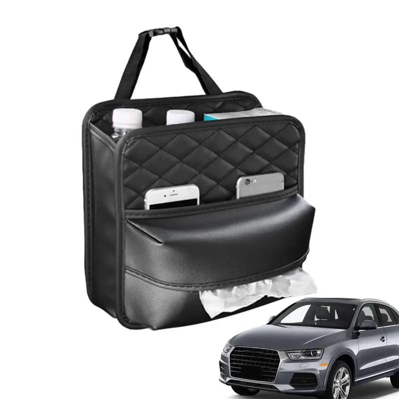 

Органайзер для заднего сиденья автомобиля Автомобильный прочный кожаный держатель для сумок, подвесной карманный органайзер, сумка для седанов