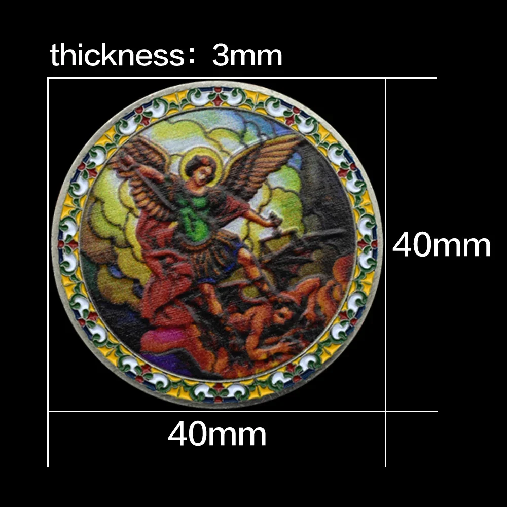 Archaize Coin St Michael Embossed Nickel Plated Commemorative Archangel Color Painted Art Worth Collecting Home Decor