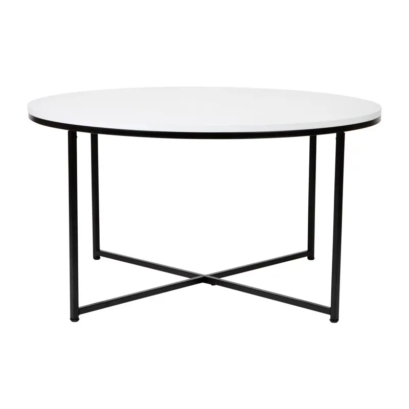 

Contemporary Coffee Table, White/Matte Black Table top Small coffee table Tea table Mesas Small end table End table for bedroom