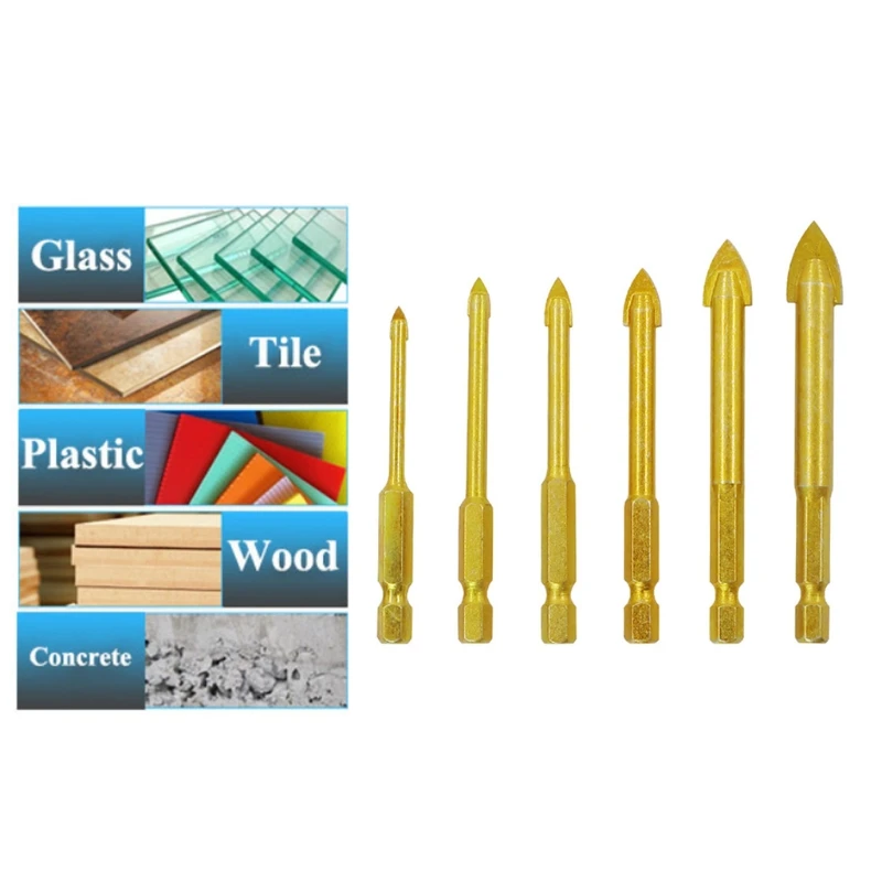 

Strong 7 Pcs Triangle Drill Set 3-12 Mm Ceramic Concrete Drilling Tool with Hexagonal Handle for Glass Tile Ceramic