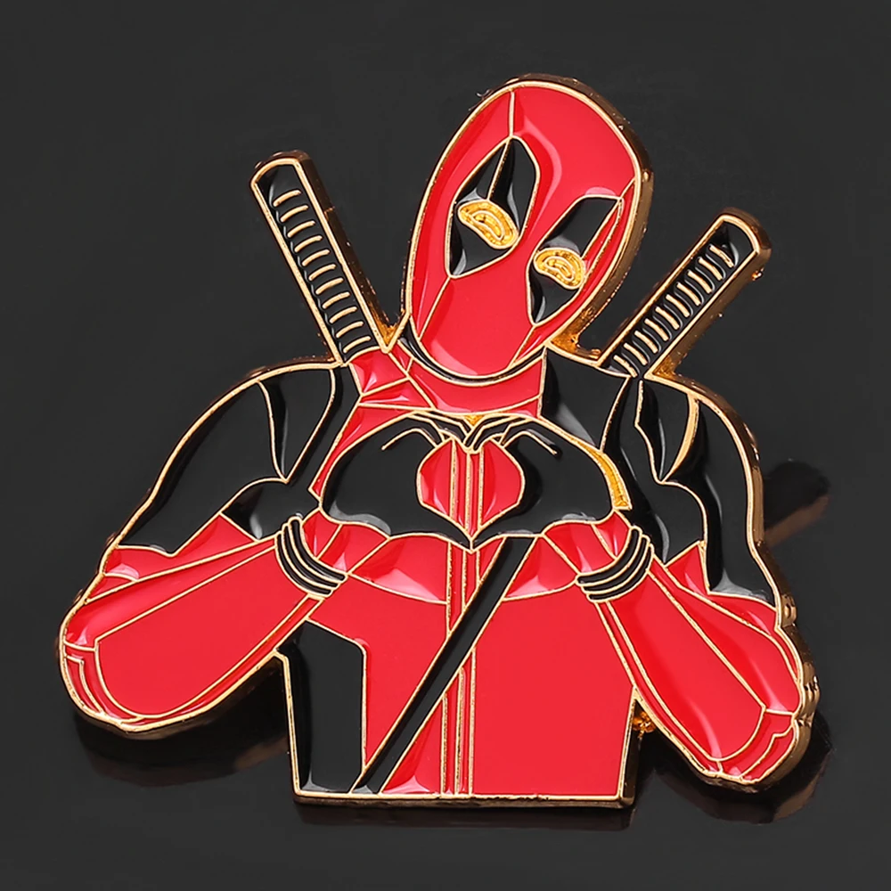 Marvel Movie Anti Hero Metal Enamel Brooch X-Men Deadpool Accessories Lapel Pin for Men Jewelry Backpack Ornament Toy Gifts
