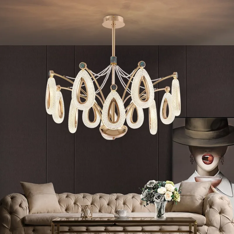 AiPaiTe светодиодный акриловая круглая Золотая подвеска для гостиной регулируемая