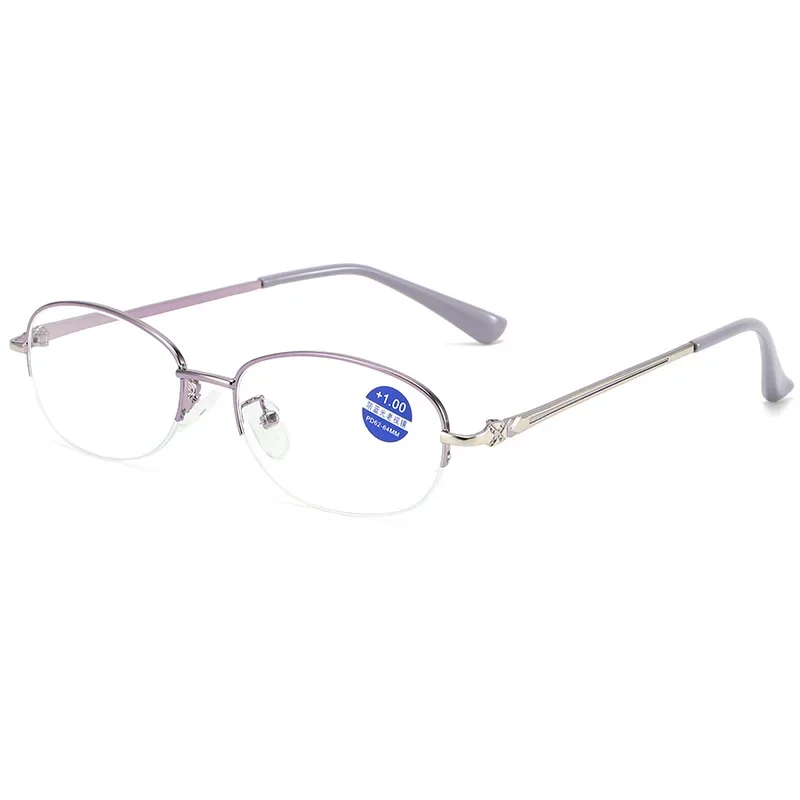 Модные простые очки для чтения металлическая половина оправы пресбиопические