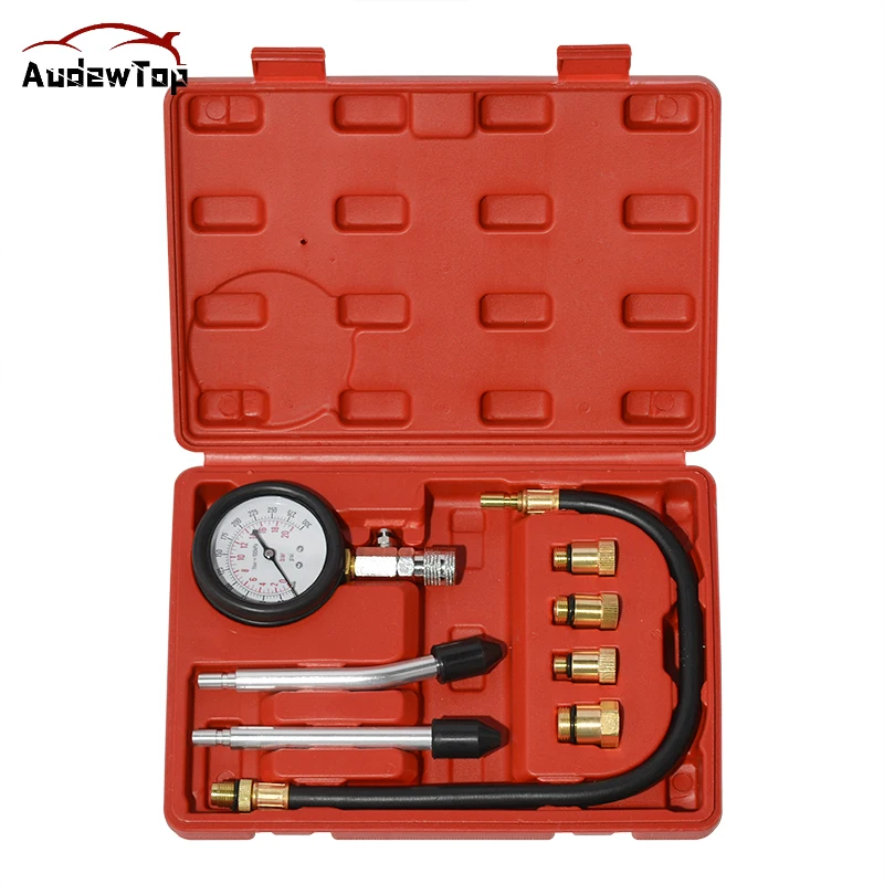 

8pcs Petrol Engine Pressure Gauge Tester Kit Set Compression Leakage Diagnostic Compressometer Tool For CAR Auto