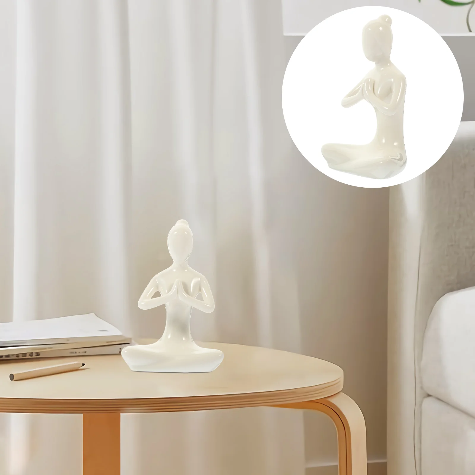 

Yoga Statue Ceramic Decor Figurines Figurine Abstract Statues Ornament Porcelain Zen Sculptures Garden Woman House Kit Miniature
