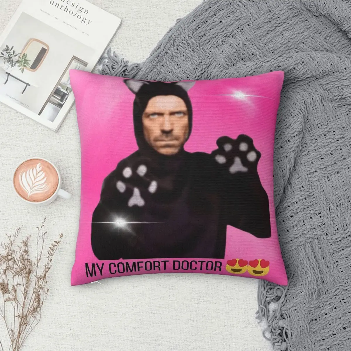 Фото Квадратная наволочка House Md My Comfort Doctor Cat из полиэстера, льна и бархата с принтом и декоративной молнией, чехол для подушки, 18 дюймов №4