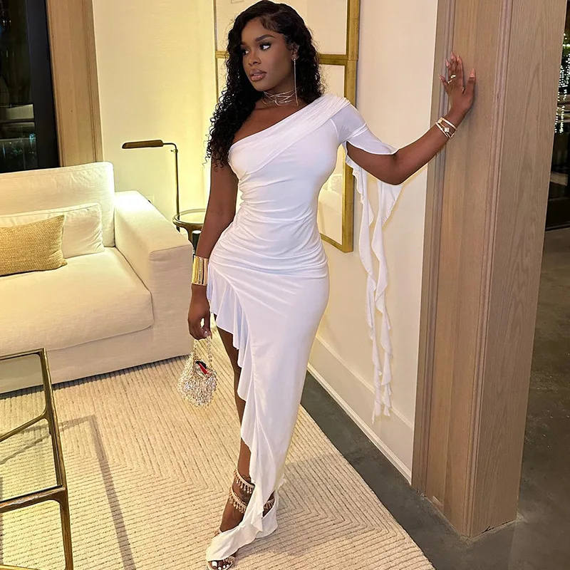 

Streetwear 2023 Autumn Sexy Women Package Hip Anomaly Ribbon Dress Formal Elegant Clothes Evening Party Dresses Girl Robe Y2k