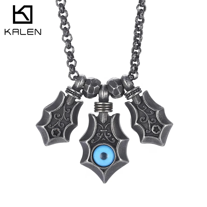 

KALEN New Punk Style Blue Eyes Stainless Steel Men's Pendant Titanium Steel Vintage Devil's Eye Necklace Male Tide Cool Jewelry