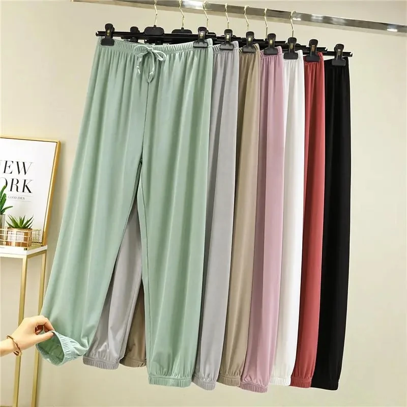 

Модные шаровары в стиле Харадзюку, женские летние свободные шаровары Y2k из вискозы с высокой талией, эластичные уличные спортивные брюки, повседневные брюки до щиколотки