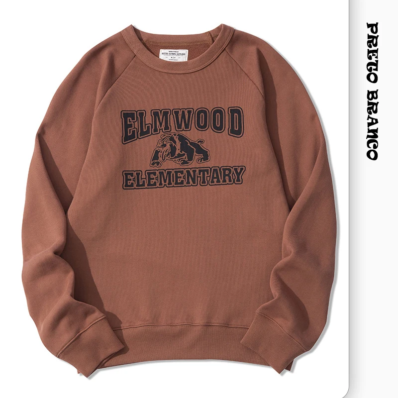 Новинка Осень-зима 2021 тяжелый махровый пуловер с принтом и рукавом реглан