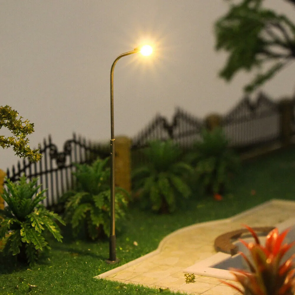 

10pcs Model Railway Warm White Lamp Post Street Light Single Head 1:50 For Rail & Building Layout Parts Accessories Garden Decor