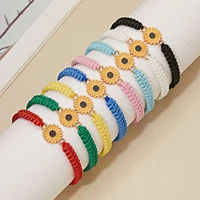 colorful lucky sunflower bracelets for women handmade braided wax line charm friendship bracelet summer beach jewelry