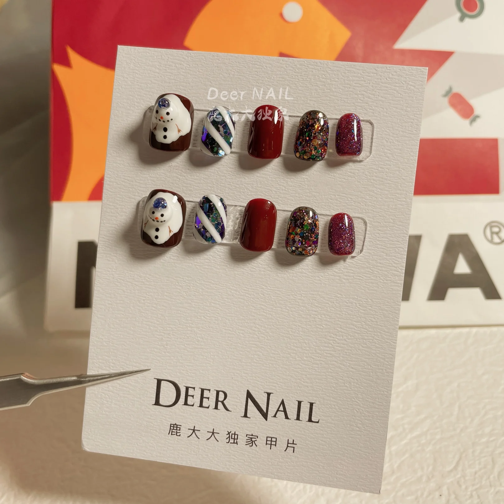 

10pcs 2022 New Year Christmas Snowman Handmade Custom Nail Art Patch Nail Supplies For Professionals Free Shipping Items