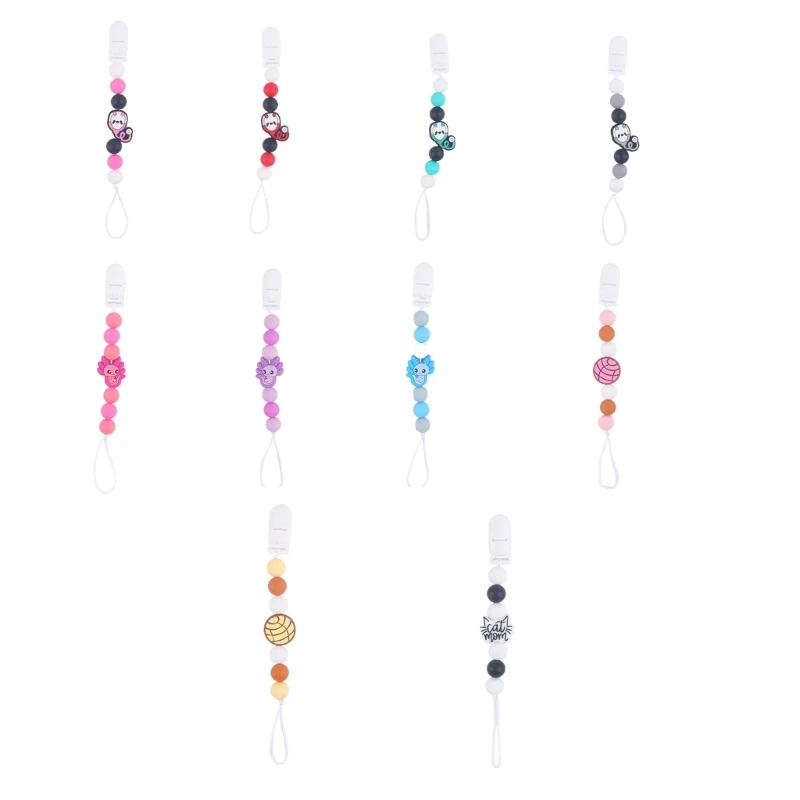

Lovely Design Pacifier Clip for Baby Boys Girls Silicone Pacifier Clip with Stethoscope/Water-Monster/Bread/Horn Pattern GXMB