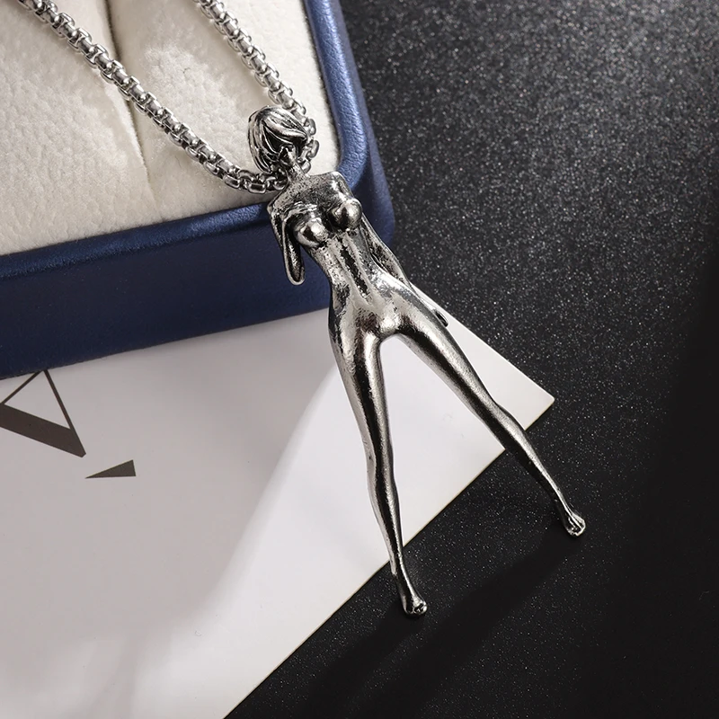 

Unique Design Mechanical 2B Sexy Girl Pendant Silver Plated Naked Girl Beautiful Girl Necklace Men and Women Couples Charm Gift