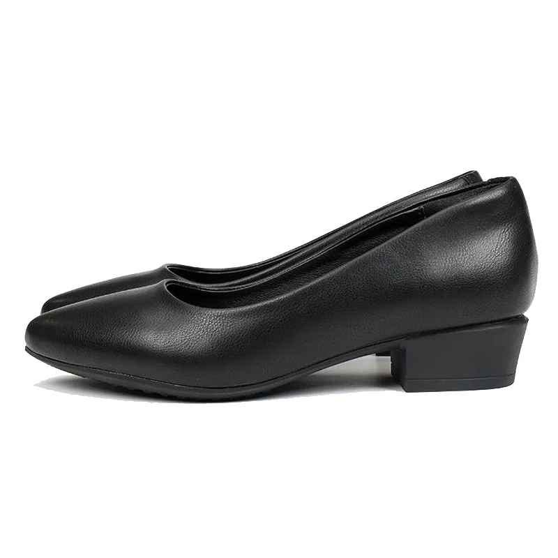 

New Women Soft Leather Low Heel 1/3/4CM Comfortable Middle-aged Mid Heel Office Work Women Wedding Shoes Black Big Size 32~43