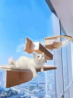 cat nest hammock household hanging window balcony glass climbing frame solid wood cat platform round springboard bearing 6 5kg