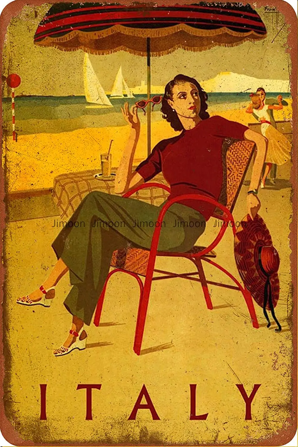 

Italy Vintage Tin Sign Art Iron Painting Rusty Poster Decoration Aluminum plaque