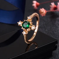 solid14k rose gold origin emerald ring for women wedding bands natural emerald jewelry gemstone females wedding bands jewellry